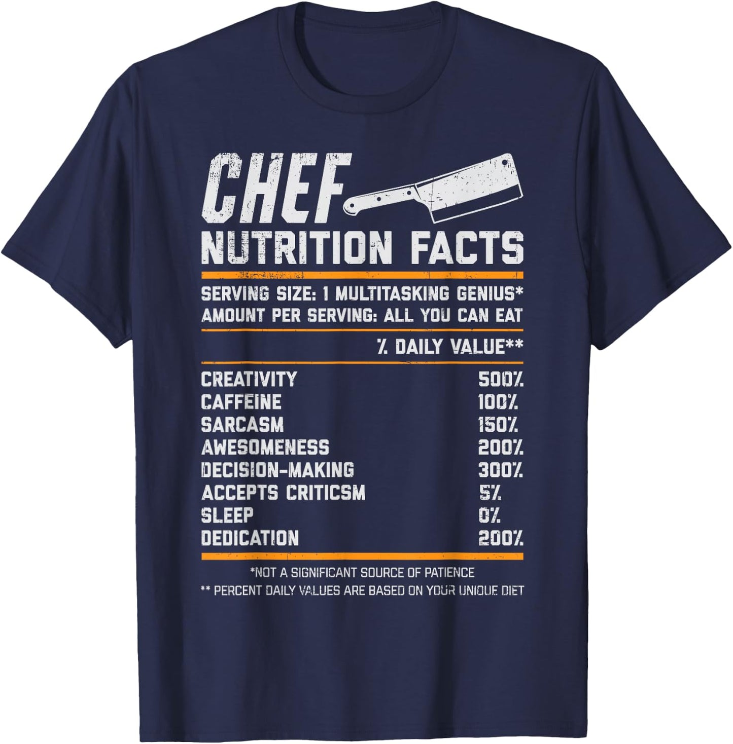 Chef Nutrition Facts Funny Cook Men Women Vintage Cooking T-Shirt - T-Shirt | Navy
