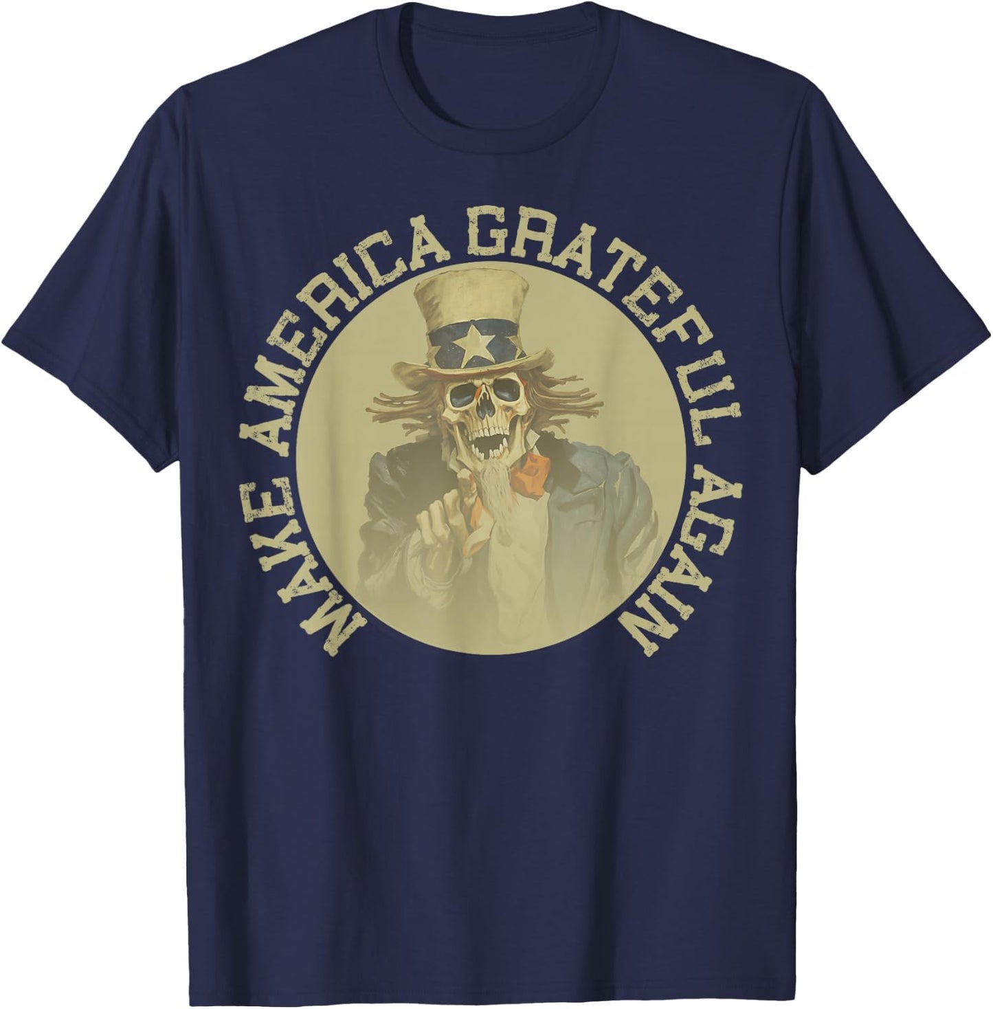 Retro Make America Grateful Again Vintage Shirt Uncle Sam T-Shirt - T-Shirt | Navy