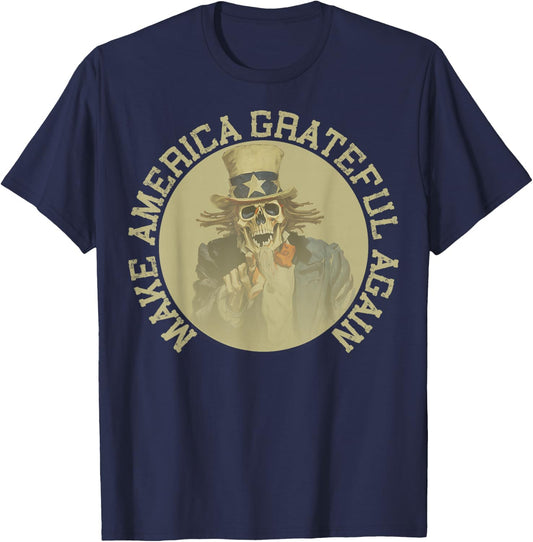 Retro Make America Grateful Again Vintage Shirt Uncle Sam T-Shirt - T-Shirt | Navy