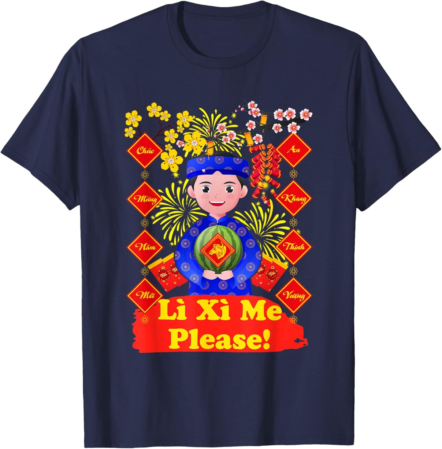 Li Xi Me Please, Boy Kid Vietnamese Lunar New Year 2022 T-Shirt - T-Shirt | Navy