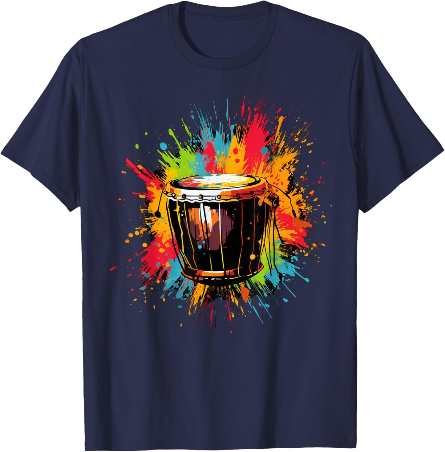 Djembe instrument on colorful painted Djembe T-Shirt - T-Shirt | Navy