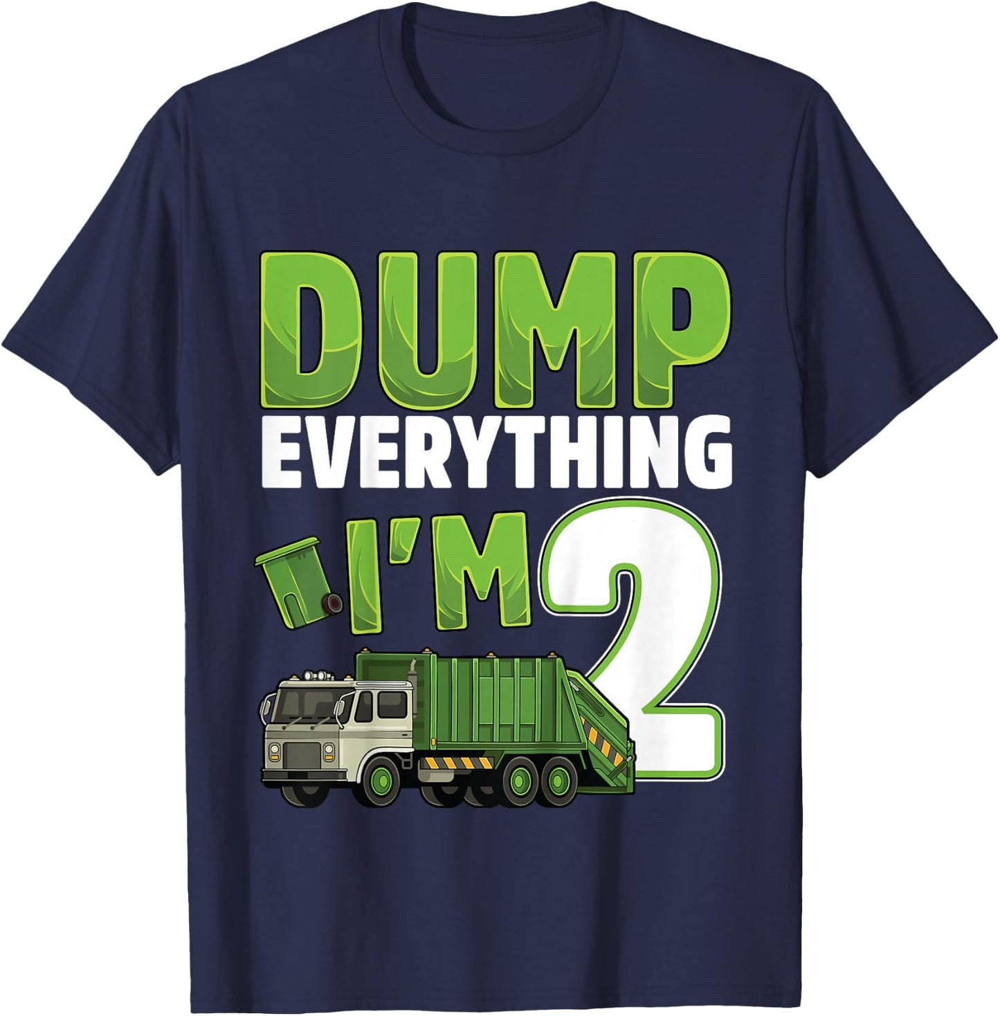 Recycling Trash 2 Year Old Garbage Truck 2nd Birthday Boy T-Shirt - T-Shirt | Navy