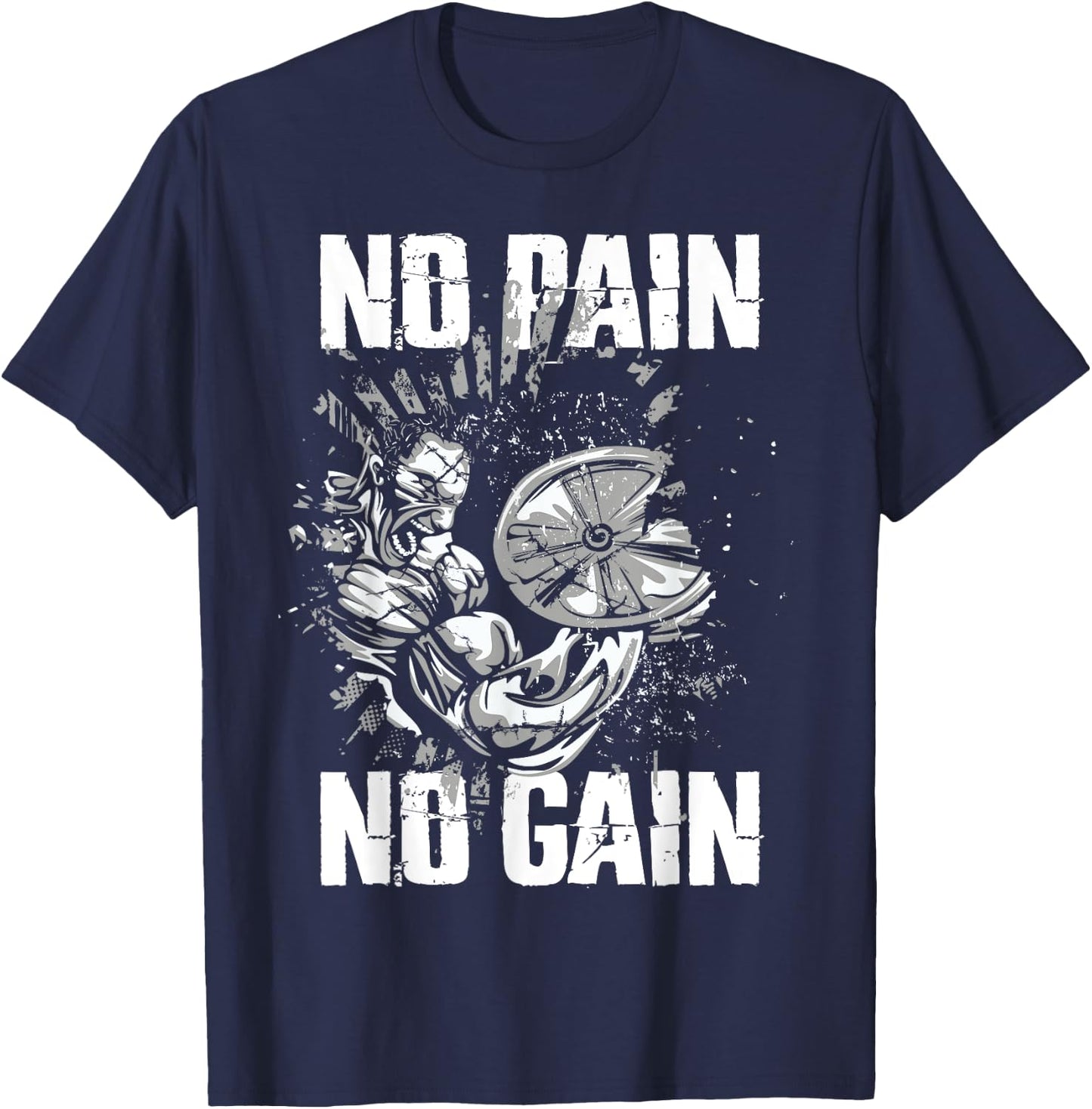 Gym Fitness and Bodybuilding Shirts No Pain No Gain T-Shirt - T-Shirt | Navy
