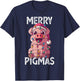 Merry Pigmas Pig Christmas Santa Pig Xmas Lights Farmer Gift T-Shirt - T-Shirt | Navy