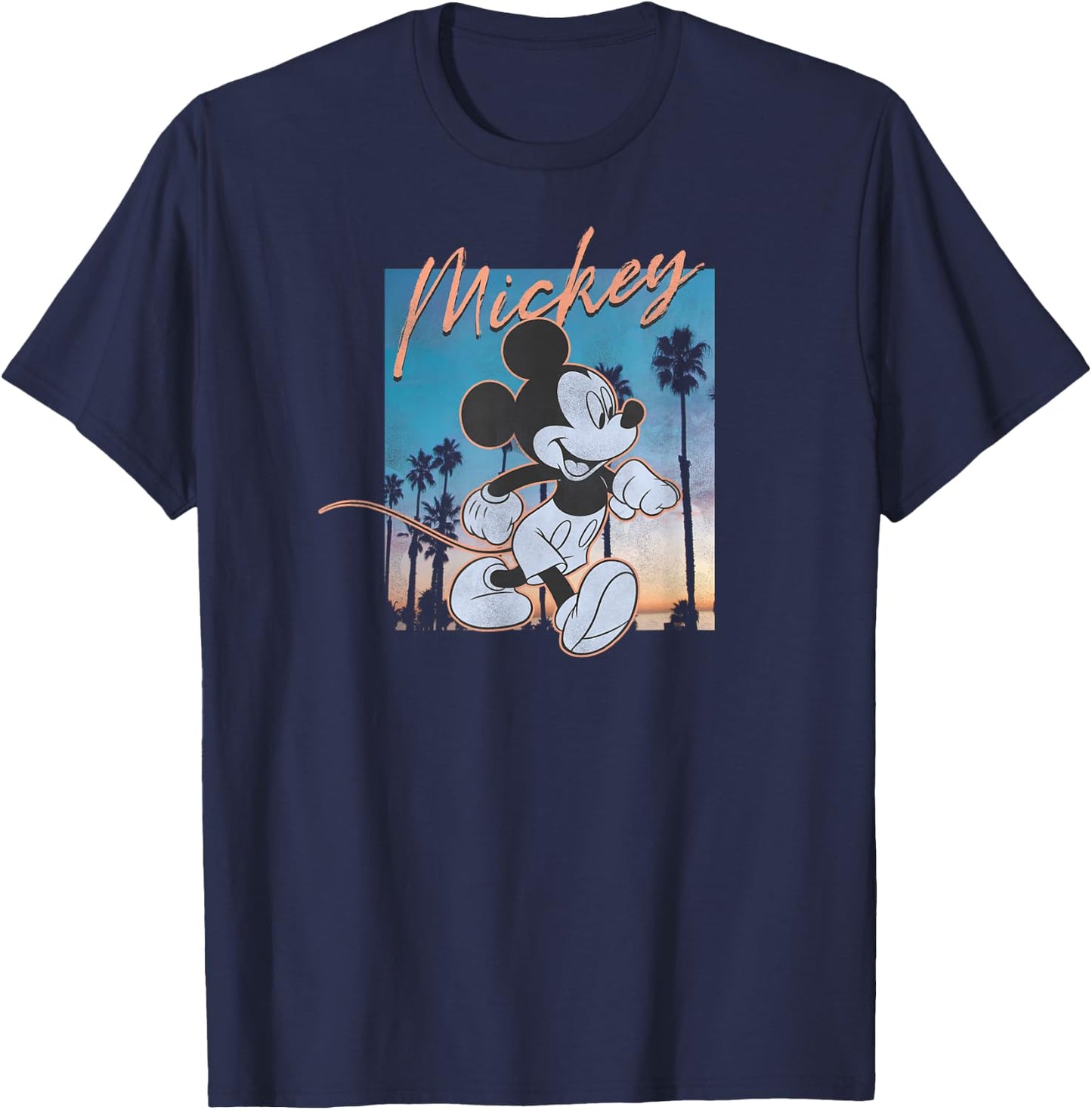 Disney Mickey and Friends Walking On The Sunset Retro Poster T-Shirt - T-Shirt | Navy