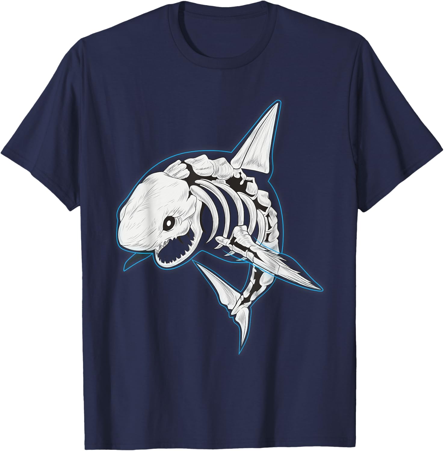 Shark Ghost Shirt Spooky Shark Halloween Costumes Skeleton T-Shirt - T-Shirt | Navy