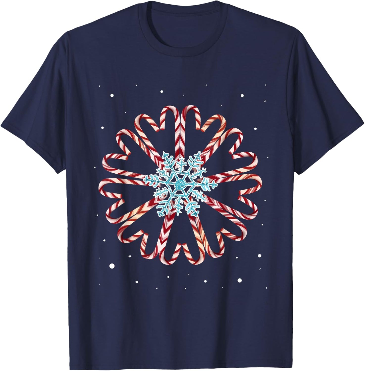 Christmas Pajamas Snow Snowflake Xmas Gift Candy canes T-Shirt - T-Shirt | Navy