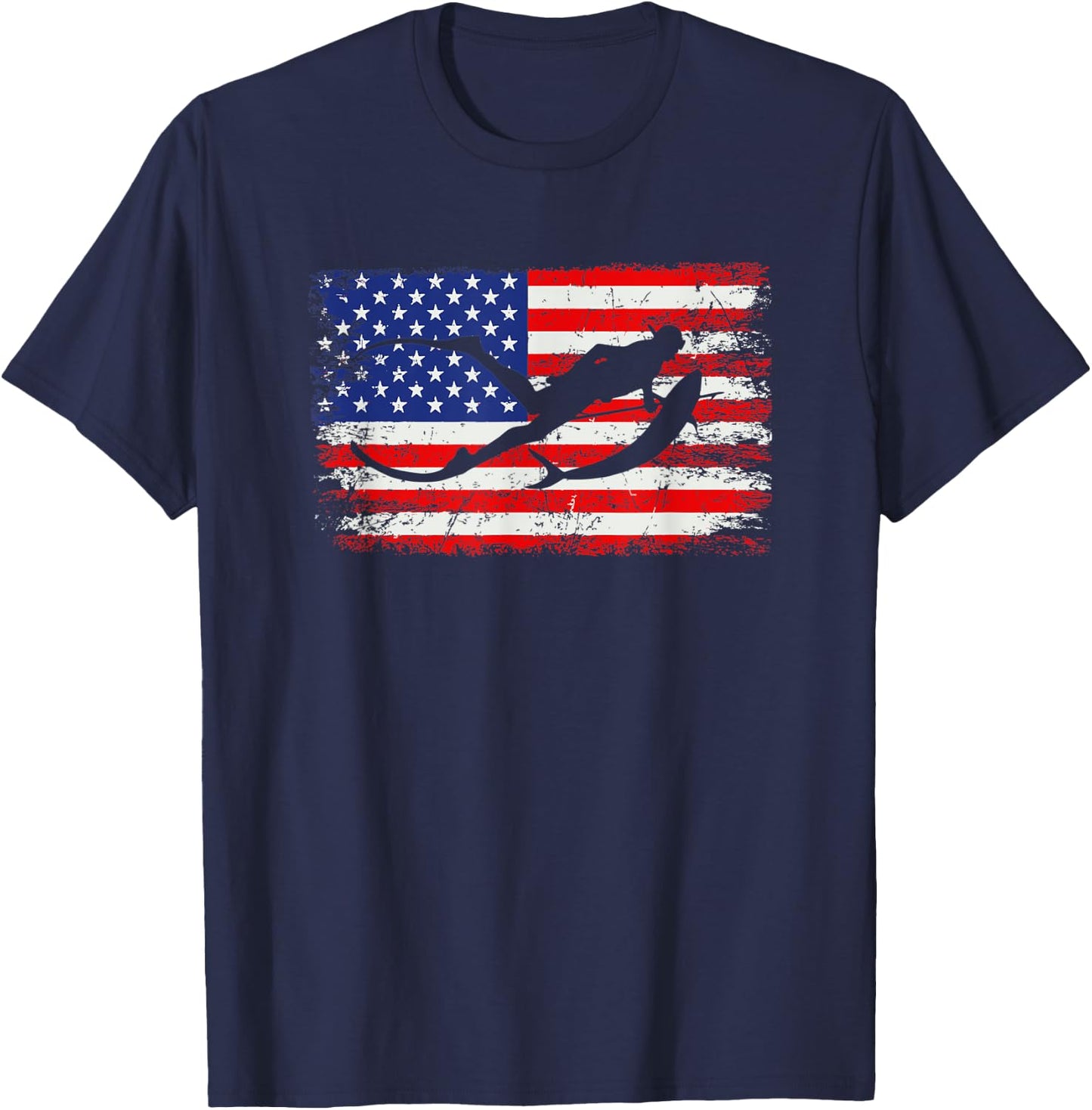 Spearfishing American flag, spear fishing Women Kids Men T-Shirt - T-Shirt | Navy