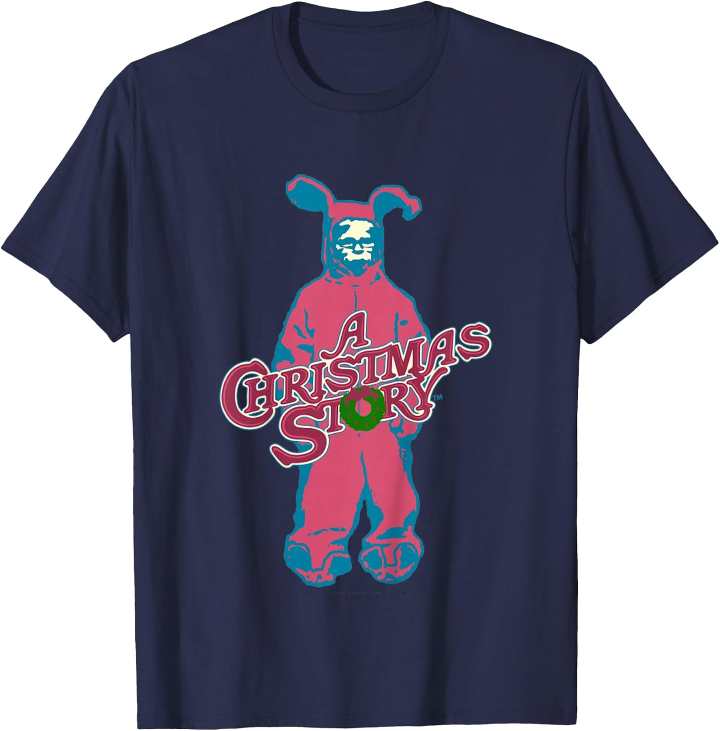 Kids A Christmas Story Ralphie Pink Bunny Suit Logo T-Shirt - T-Shirt | Navy