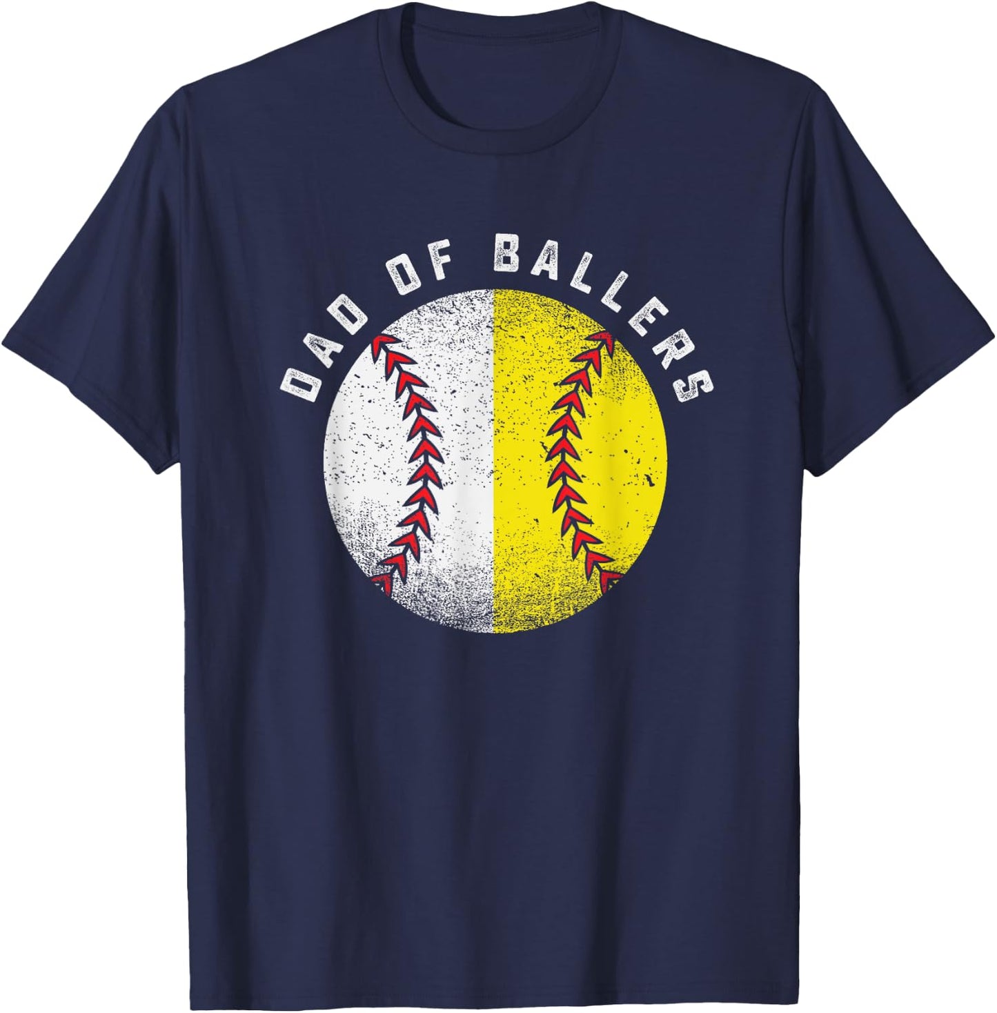 Dad Of Ballers Gift Baseball Softball ball Youth League T-Shirt - T-Shirt | Navy