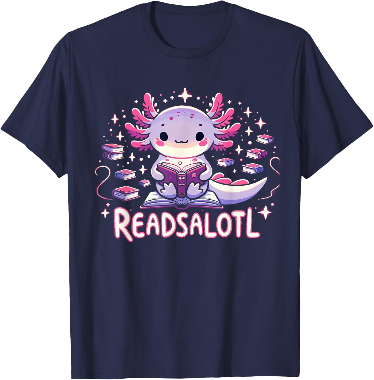 Axolotl Books Readsalotl Reading Bookworm Boys Girls Kids T-Shirt - T-Shirt | Navy