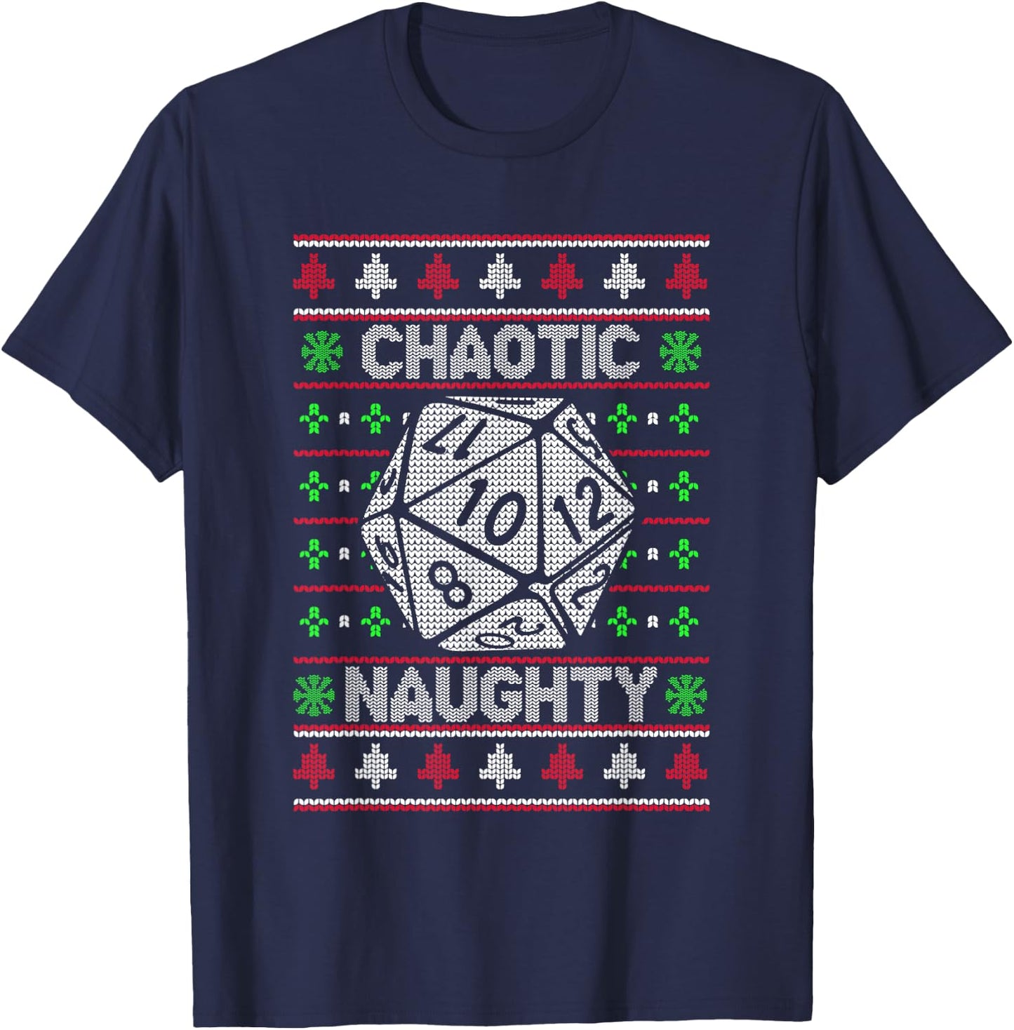 Santa Chaotic Naughty Christmas D20 Ugly Tabletop Sweater T-Shirt - T-Shirt | Navy
