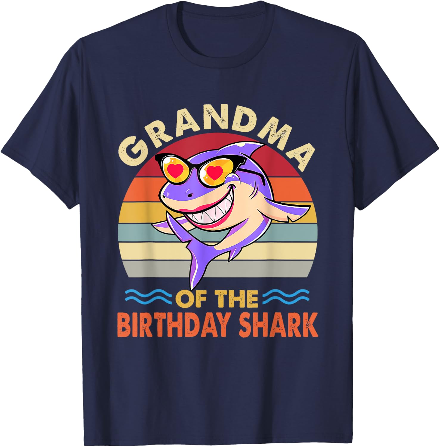 Grandma of the Shark Birthday Matching Family T-Shirt - T-Shirt | Navy