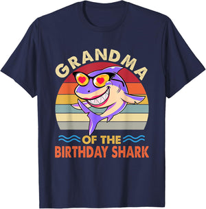 Grandma of the Shark Birthday Matching Family T-Shirt - T-Shirt | Navy