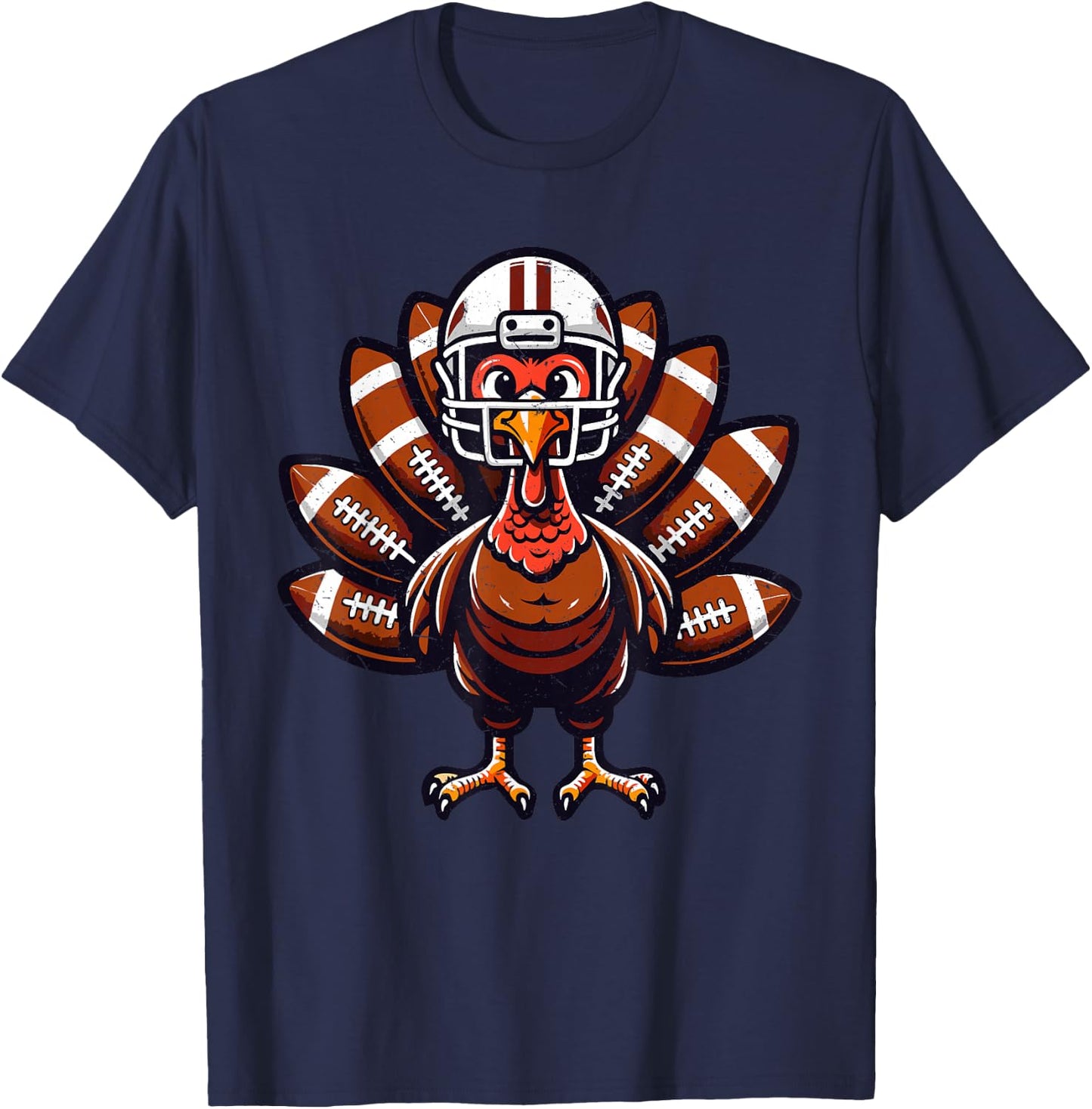Baby Turkey Football Player Toddler Boys Kids Thanksgiving T-Shirt - T-Shirt | Navy