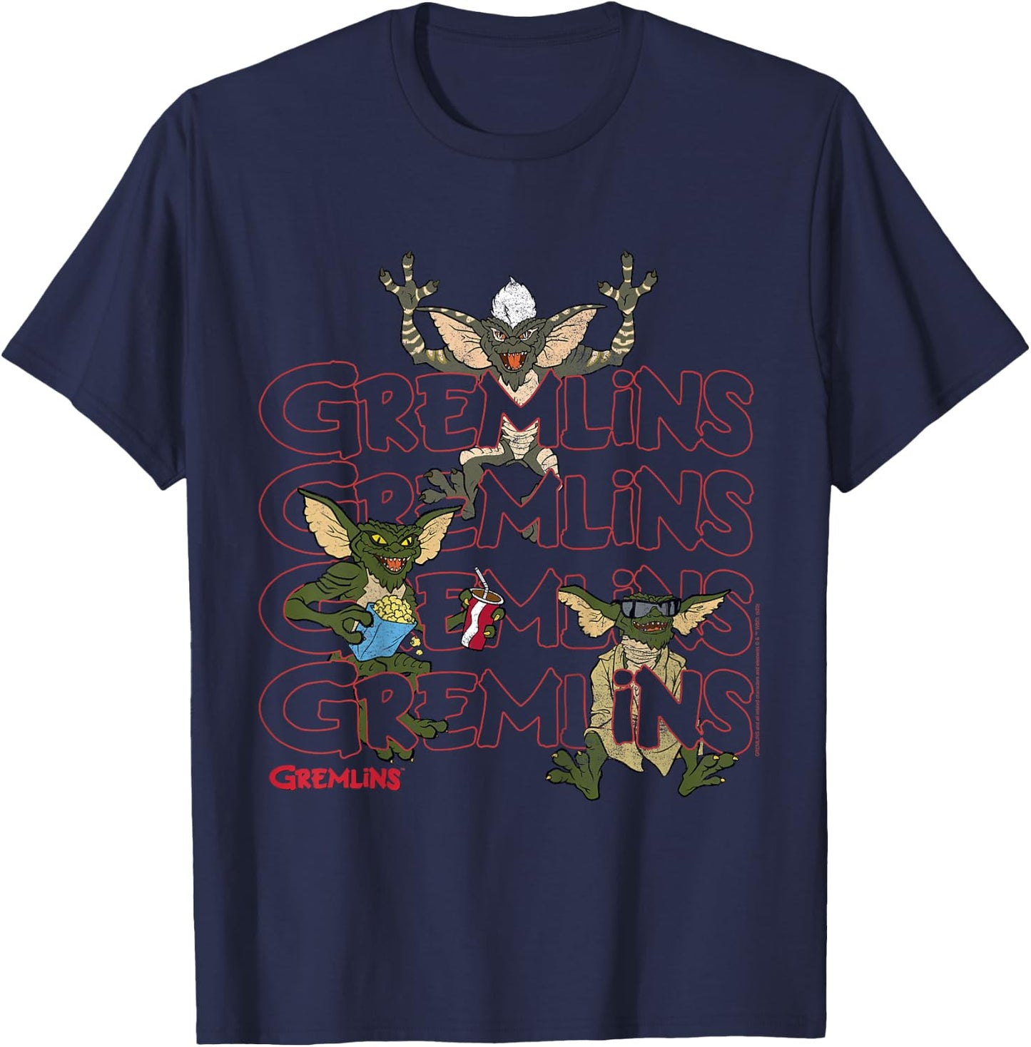 Kids Gremlins Text Stack T-Shirt - T-Shirt | Navy