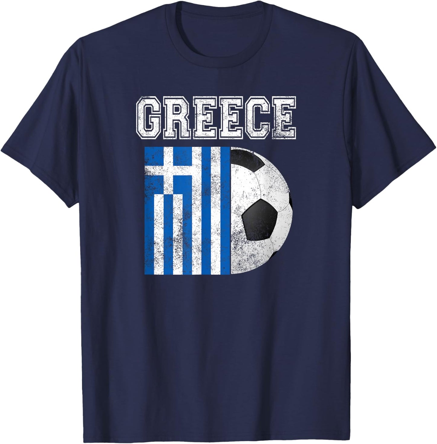 Greece Flag - Soccer Futbol Football T-Shirt - T-Shirt | Navy