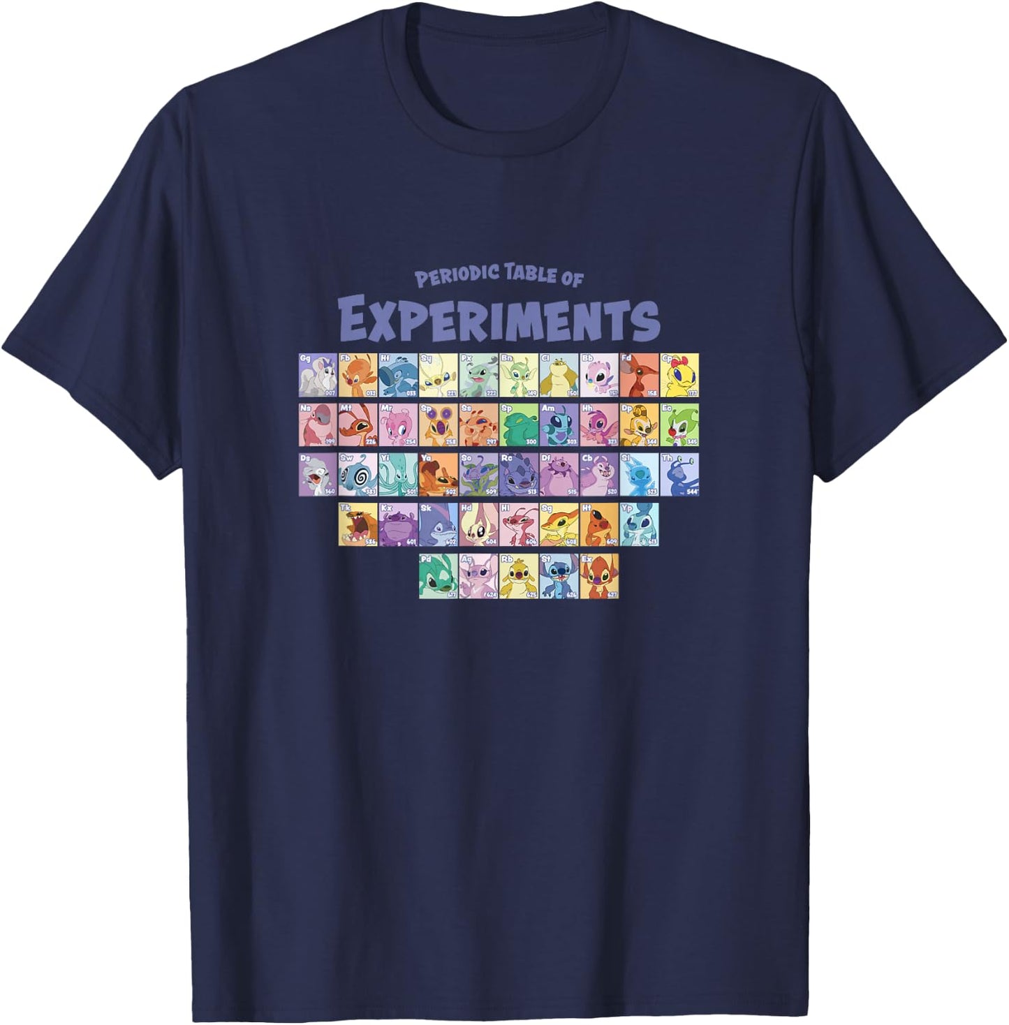 Disney Lilo & Stitch Periodic Table Of Experiments Big Logo T-Shirt - T-Shirt | Navy