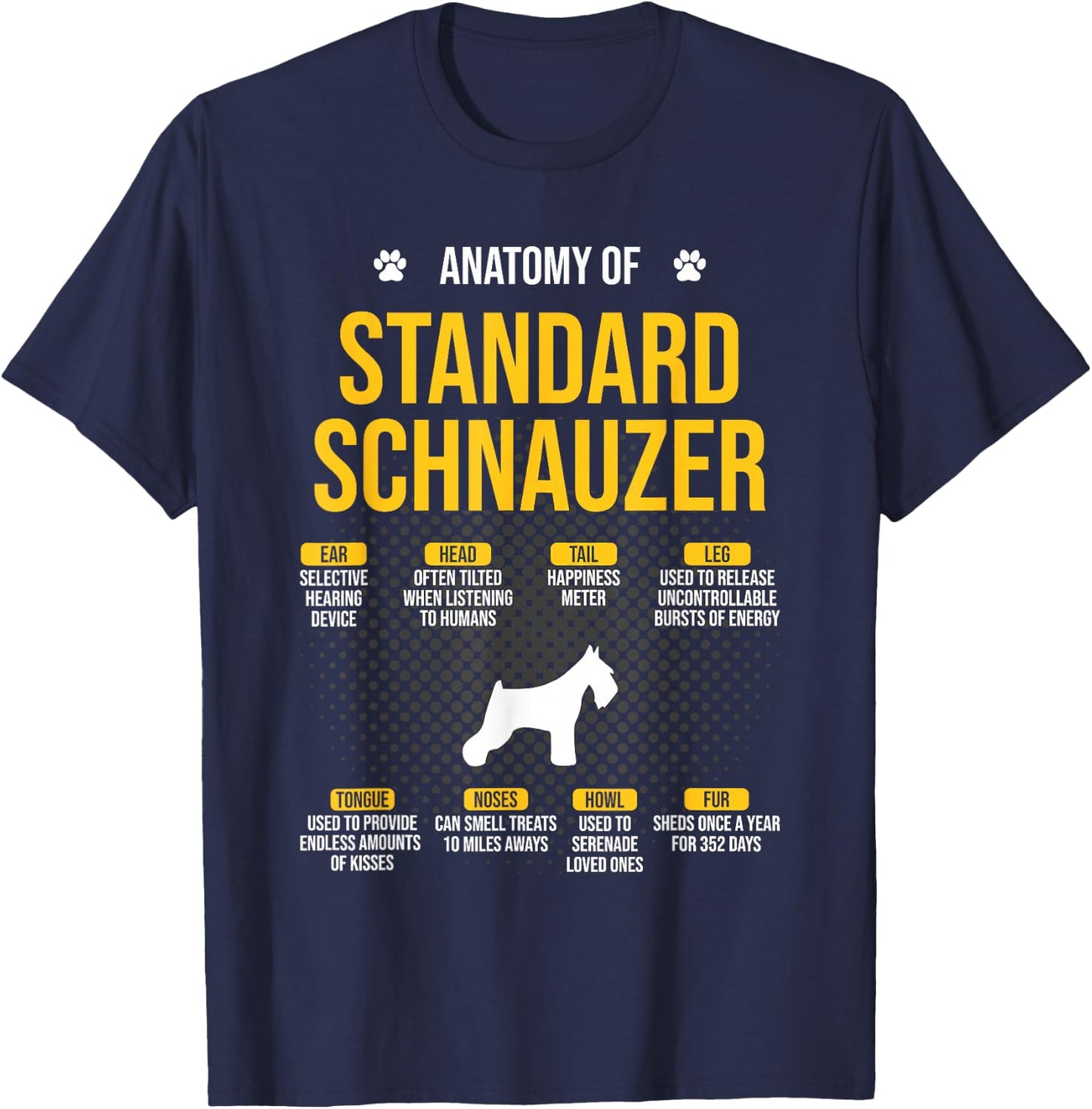 Anatomy Of Standard Schnauzer Dog Lover T-Shirt - T-Shirt | Navy