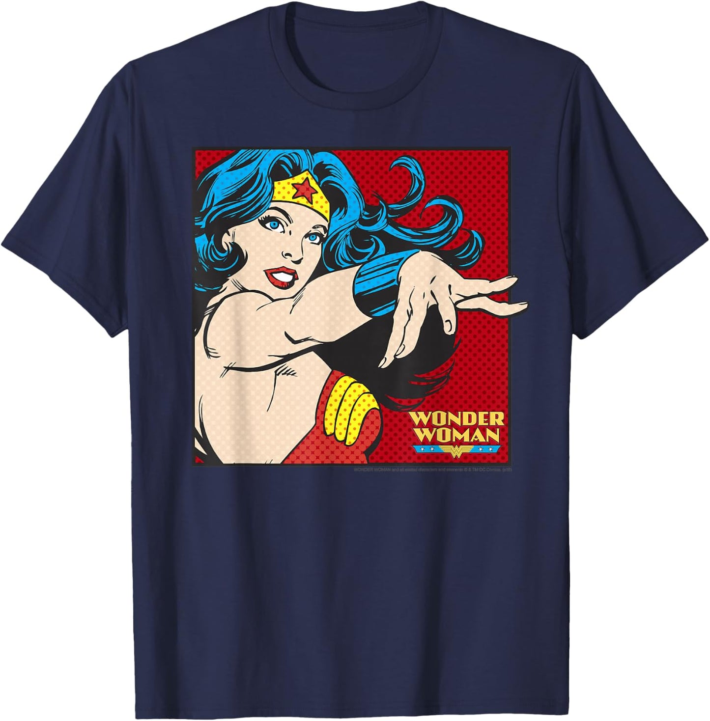 DC Comics Wonder Woman Retro Pop Art Portrait T-Shirt - T-Shirt | Navy