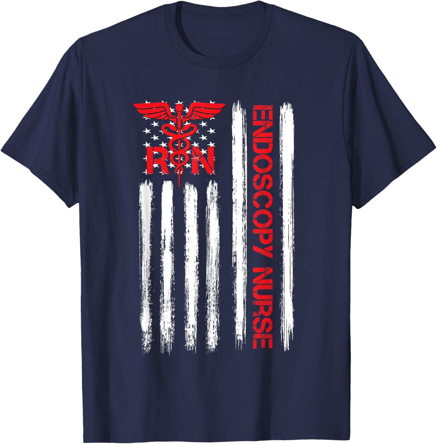 American Flag RN Endoscopy Nurse Gastroenterologist GI T-Shirt - T-Shirt | Navy