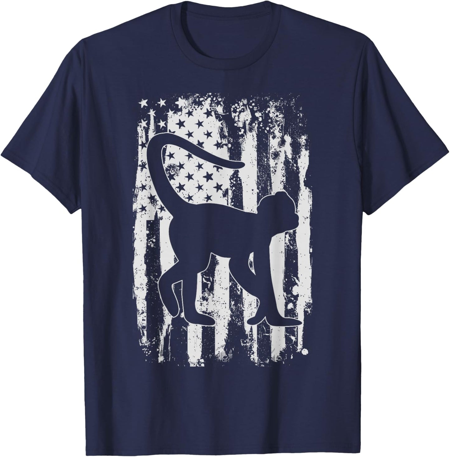 Spider Monkey American Flag Vintage T-Shirt - T-Shirt | Navy