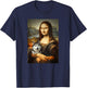 Husky Mona Lisa Painting Art Dog Mom Dad T-Shirt - T-Shirt | Navy