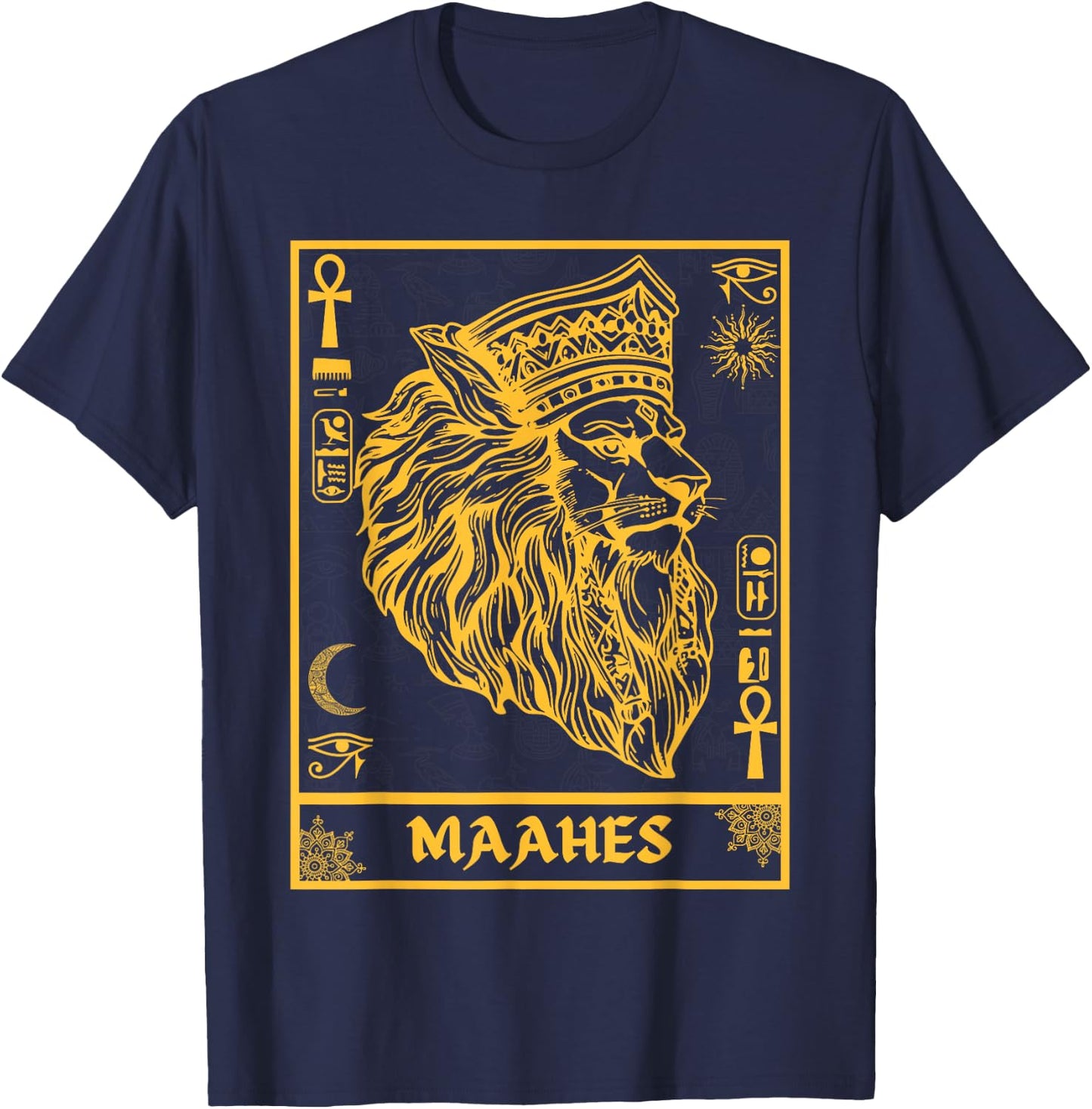 Ancient Egypt Maahes Egyptian War God Kemetic Art T-Shirt - T-Shirt | Navy