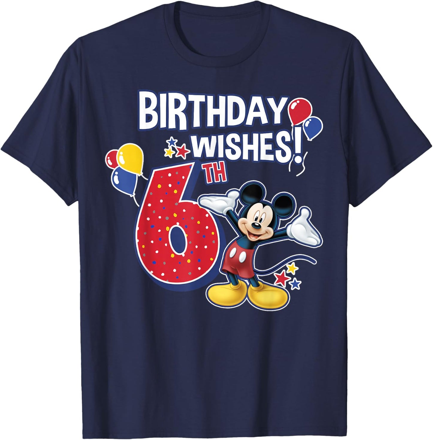 Disney Mickey and Friends Mickey Mouse 6th Birthday Wishes T-Shirt - T-Shirt | Navy