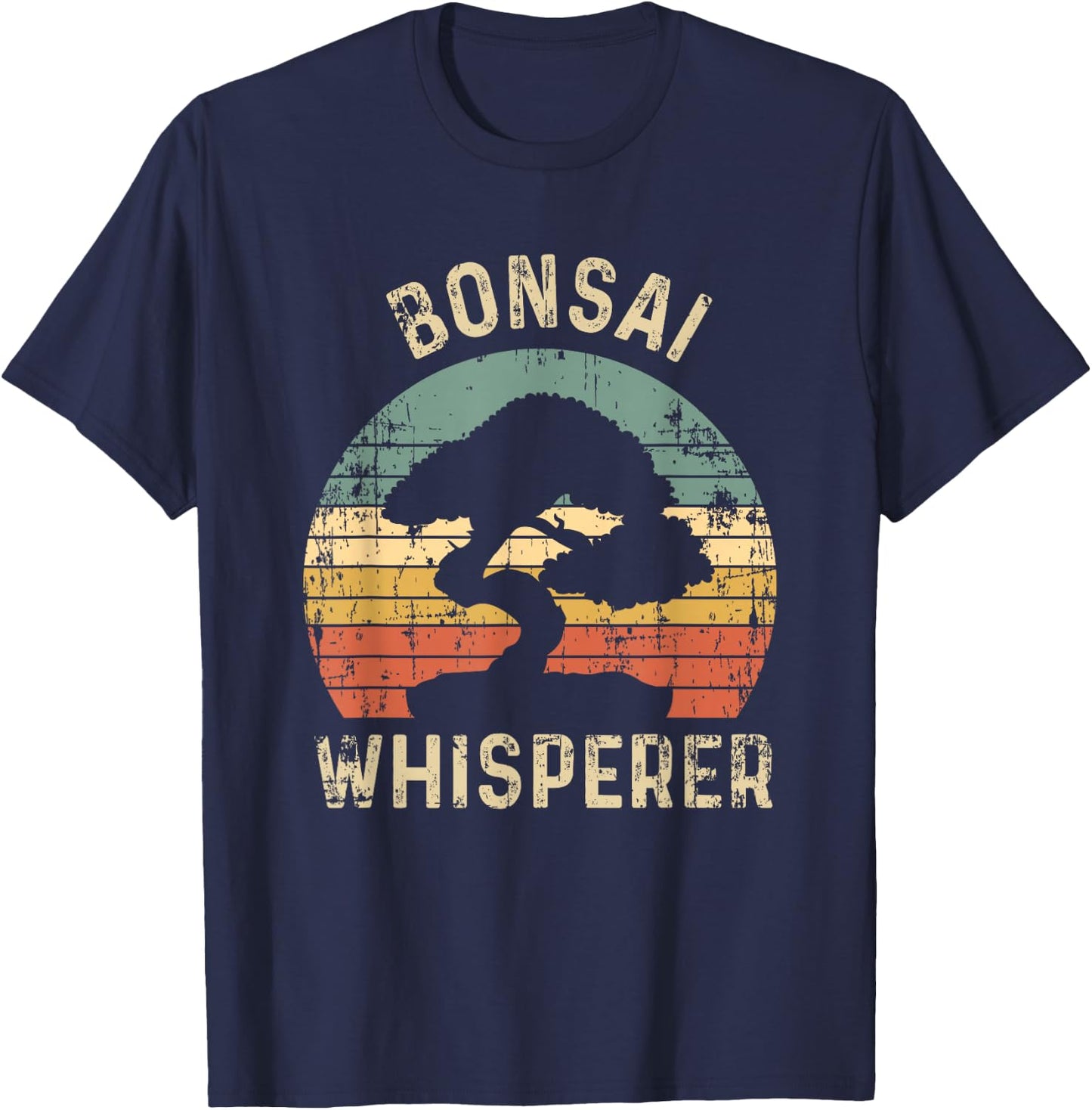 Bonsai Tree Whisperer Japanese Gardener Sunset Funny Gift T-Shirt - T-Shirt | Navy