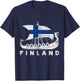 Finnish & Gifts -Adults Black Cotton Viking Themed T-Shirt - T-Shirt | Navy
