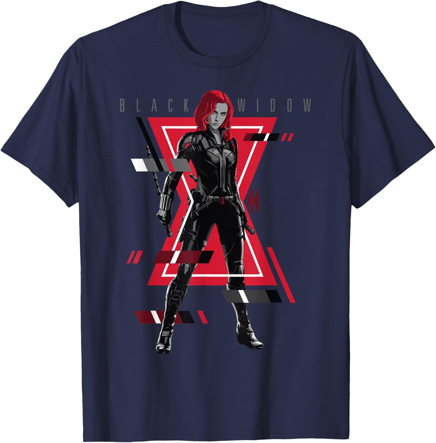 Marvel Black Widow Logo Glitch Portrait Small T-Shirt - T-Shirt | Navy