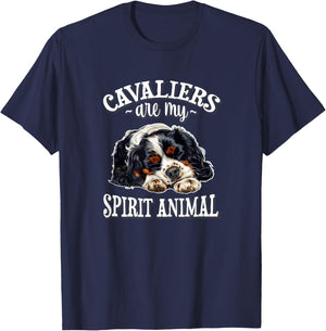Funny Sleep Nap My Spirit Animal Tricolor Cavalier Dog Lover T-Shirt - T-Shirt | Navy