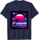 Synthwave Retro Vaporwave Tropical Palm Sunset TV Glitch T-Shirt - T-Shirt | Navy