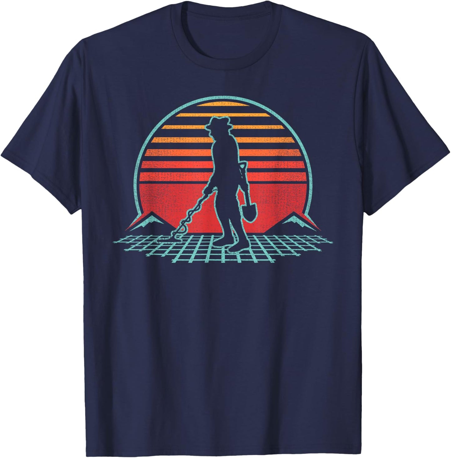 Metal Detecting Detector Retro Vintage 80s Style Gift T-Shirt - T-Shirt | Navy