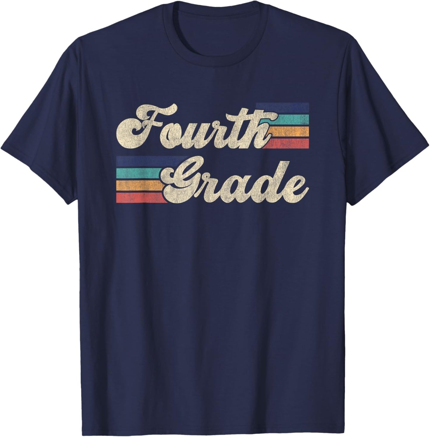 Retro Fourth Grade Shirt First Day Of School Teacher T-Shirt - T-Shirt | Navy