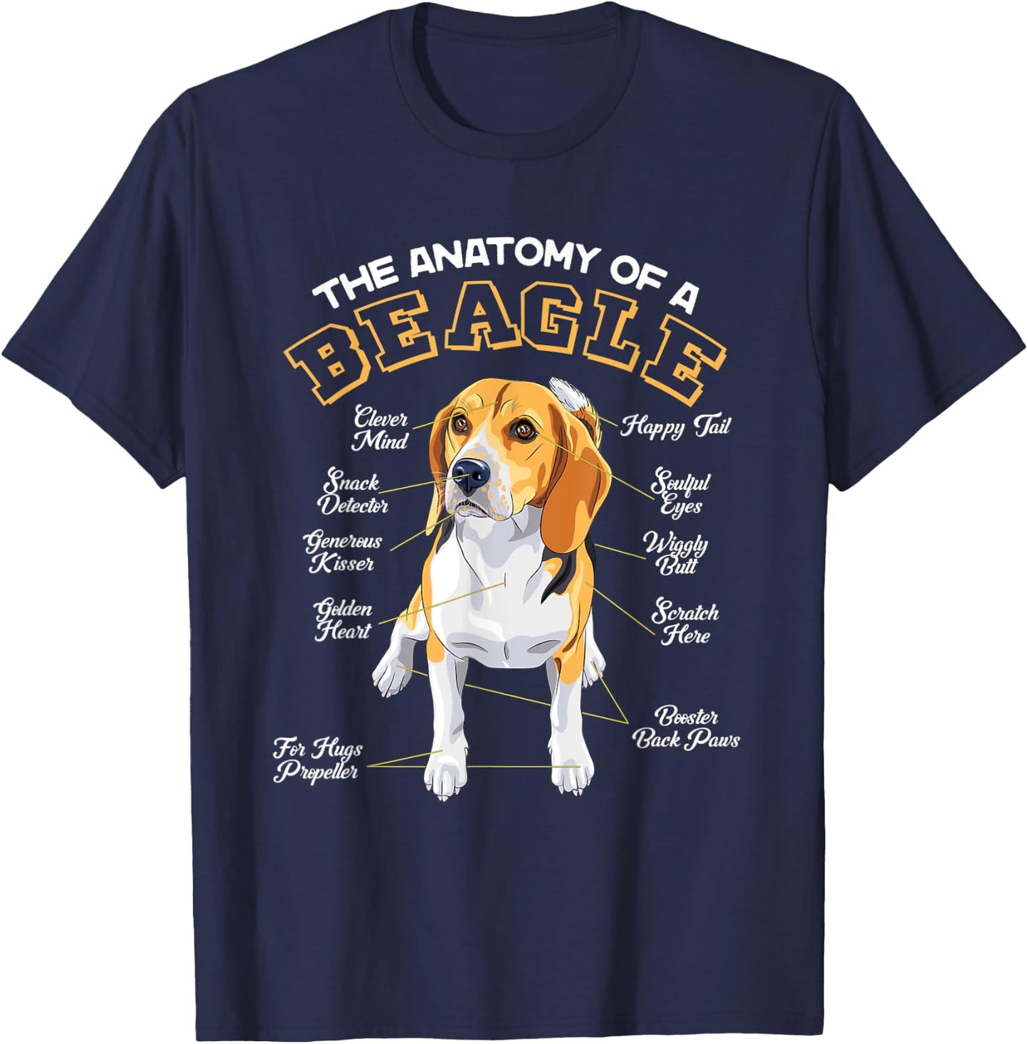 The Anatomy Of A Beagle Funny Quotes Sayings T-Shirt - T-Shirt | Navy