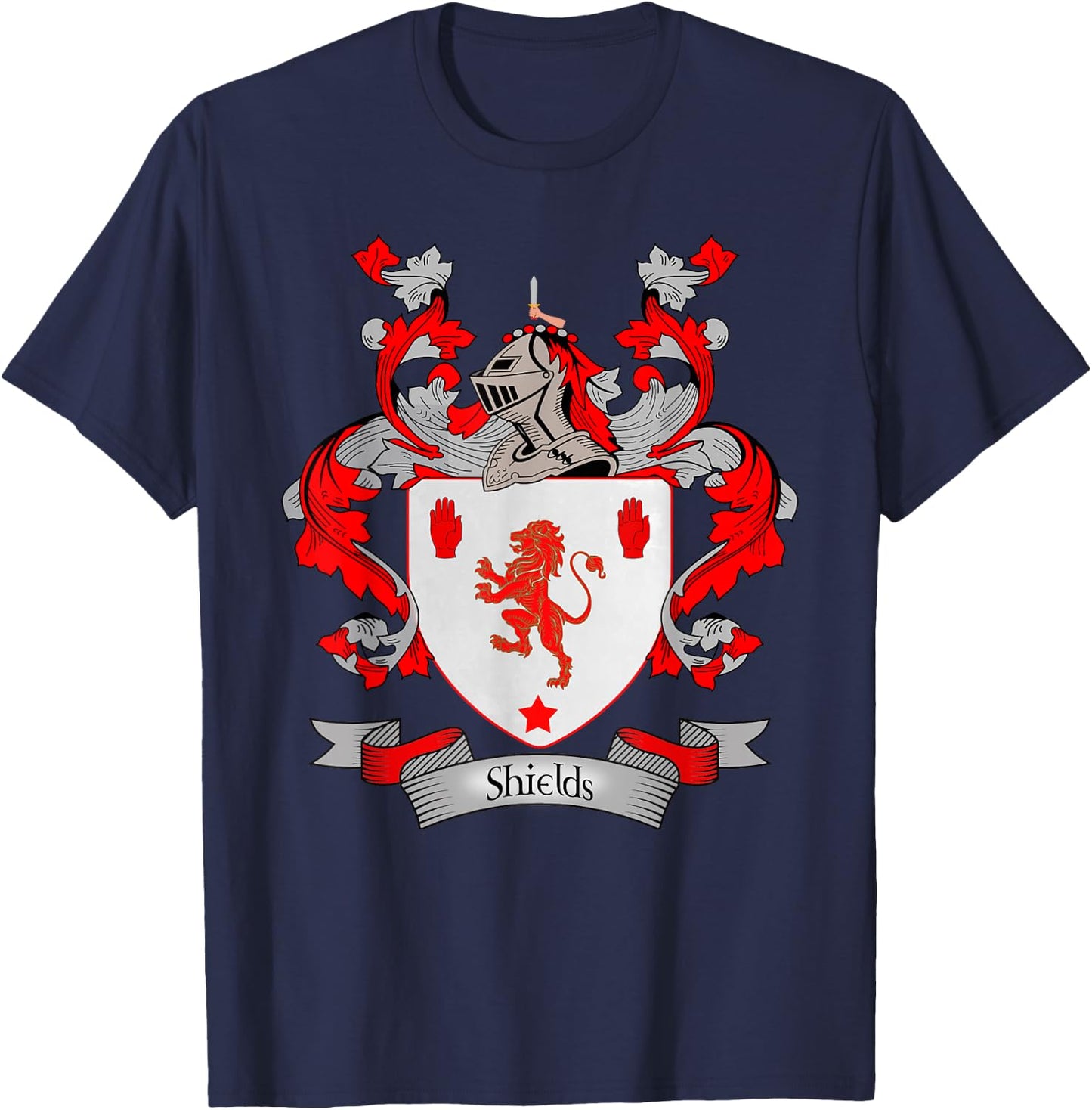 Shields Coat of Arms | Shields Surname Family Crest T-Shirt - T-Shirt | Navy