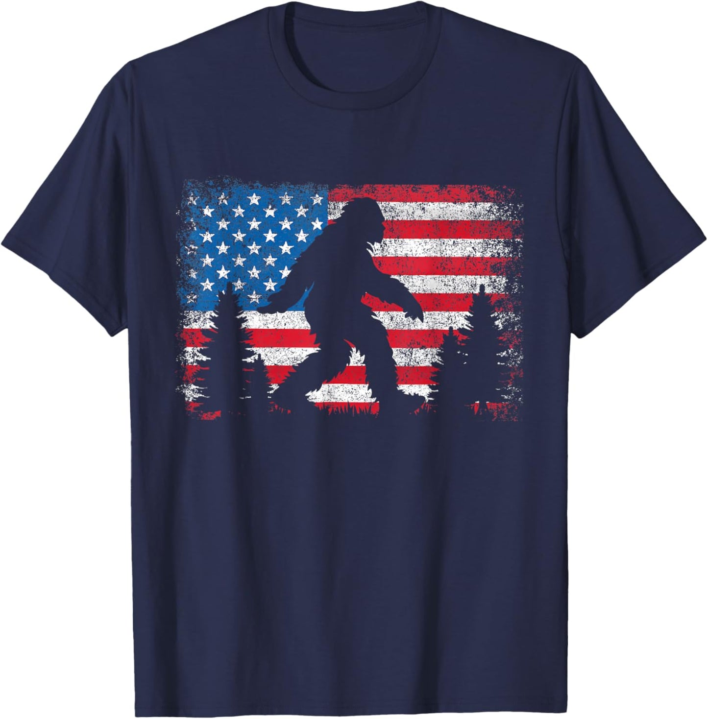 Bigfoot 4th of July American USA Flag Patriotic Kids T-Shirt - T-Shirt | Navy
