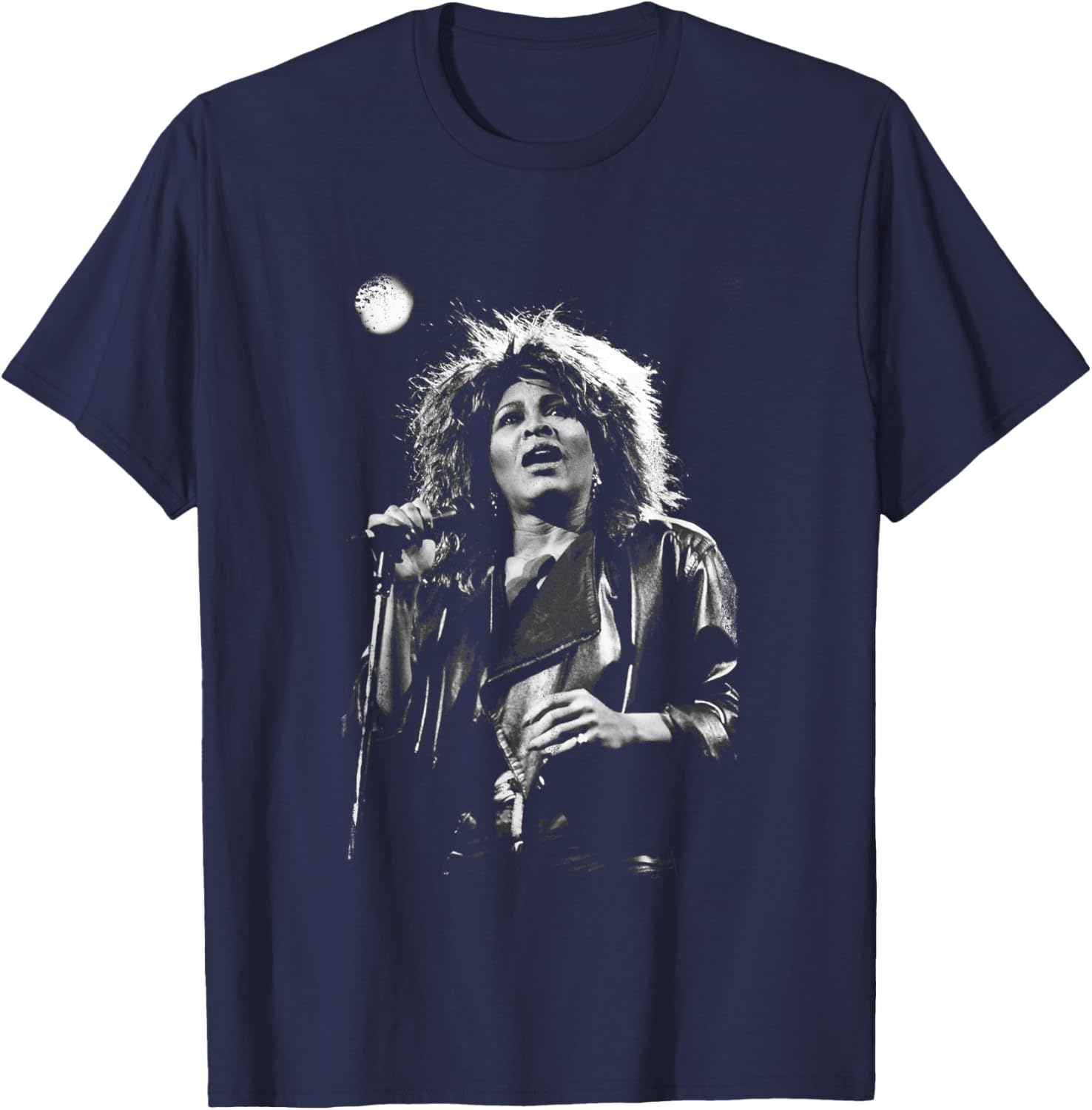 Queen Of Rock N Roll Tina Turner Live B&W By Stephen Wright T-Shirt - T-Shirt | Navy