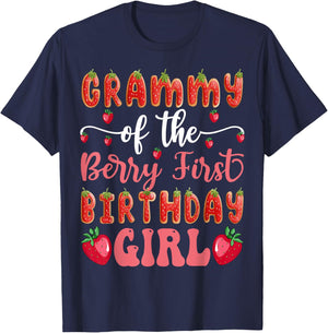 Grammy Of The Berry First Birthday Girl Strawberry Cookies T-Shirt - T-Shirt | Navy