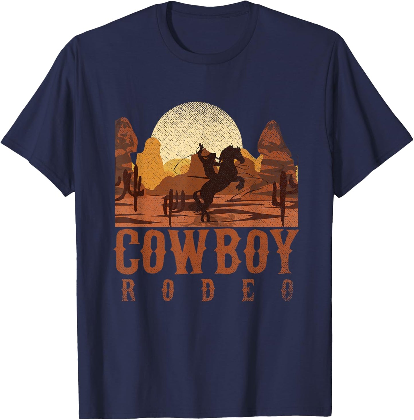 Cowboy Rodeo Western Texan Gift Horseback Riding Cowboy T-Shirt - T-Shirt | Navy