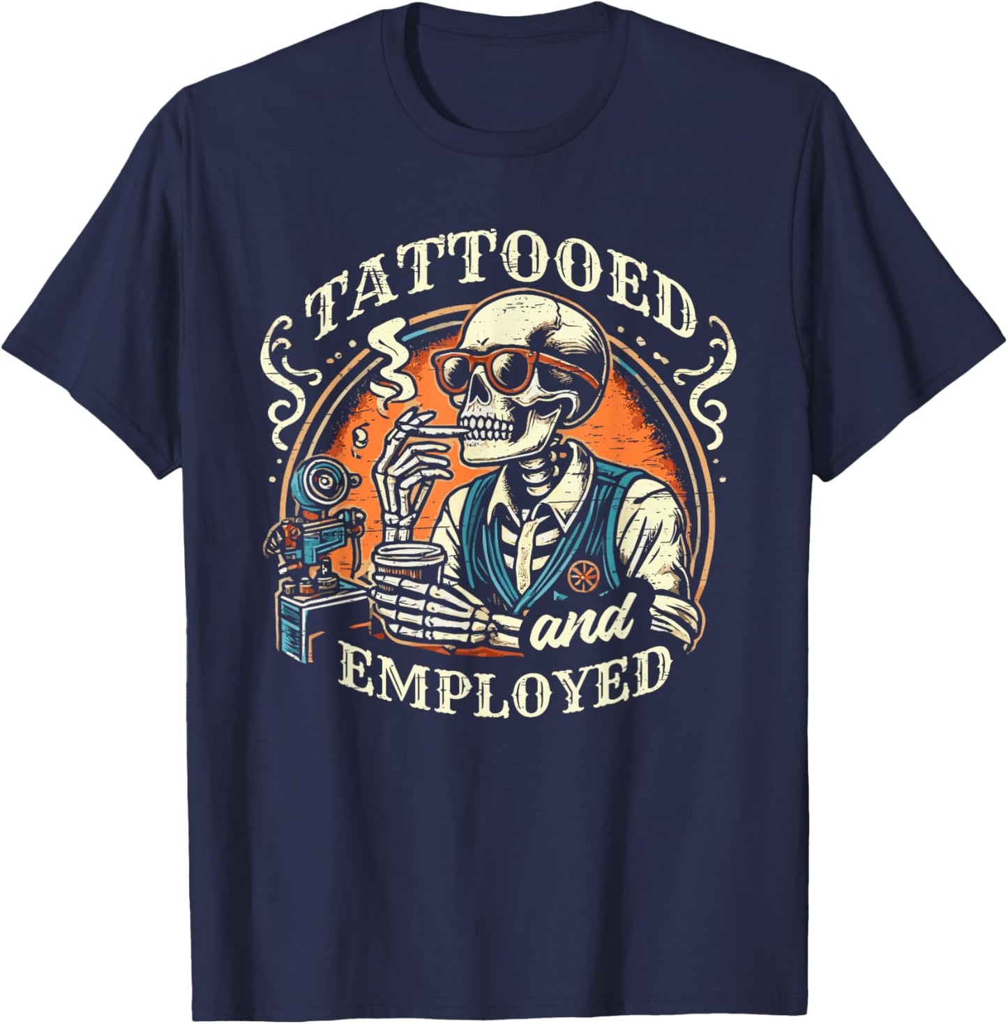Tattooed and Employed Tatoos Skeleton Swag T-Shirt - T-Shirt | Navy