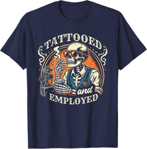Tattooed and Employed Tatoos Skeleton Swag T-Shirt - T-Shirt | Navy