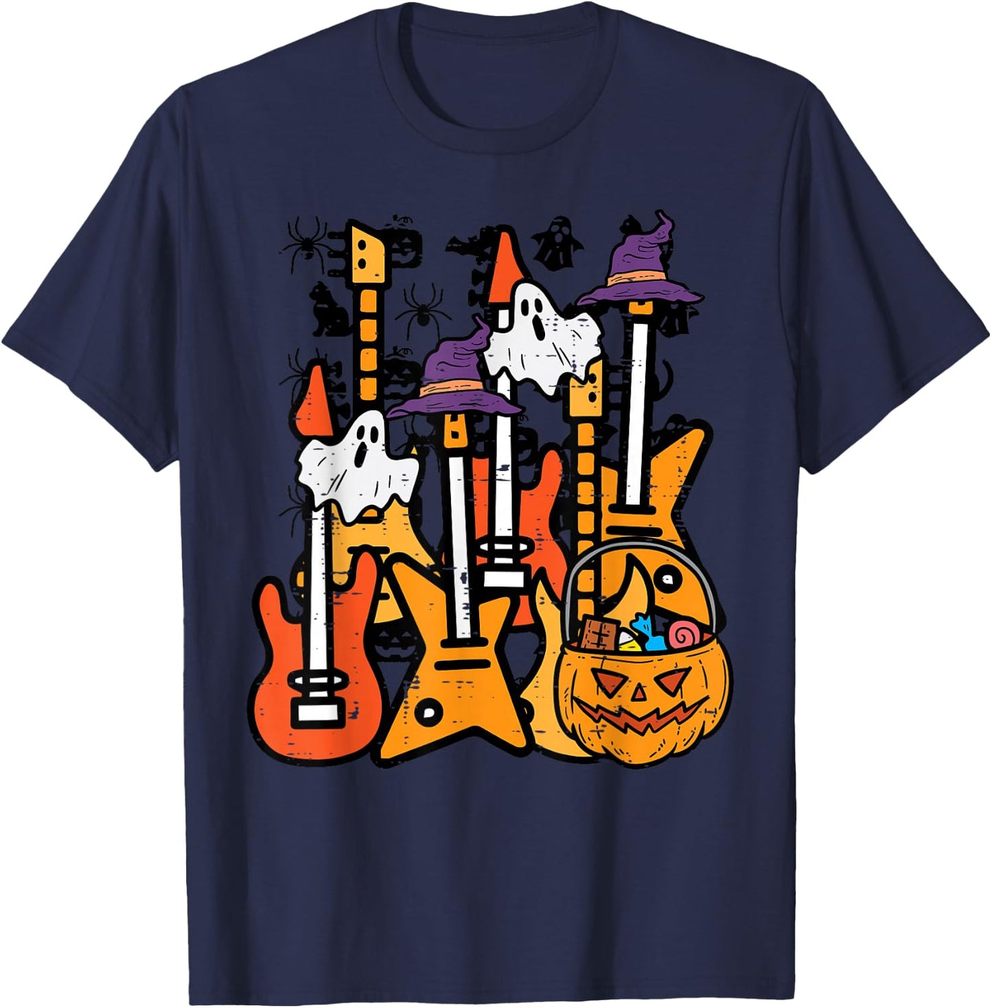 Halloween Rocker Guitars Rock Costume Men Boys Kids Youth T-Shirt - T-Shirt | Navy