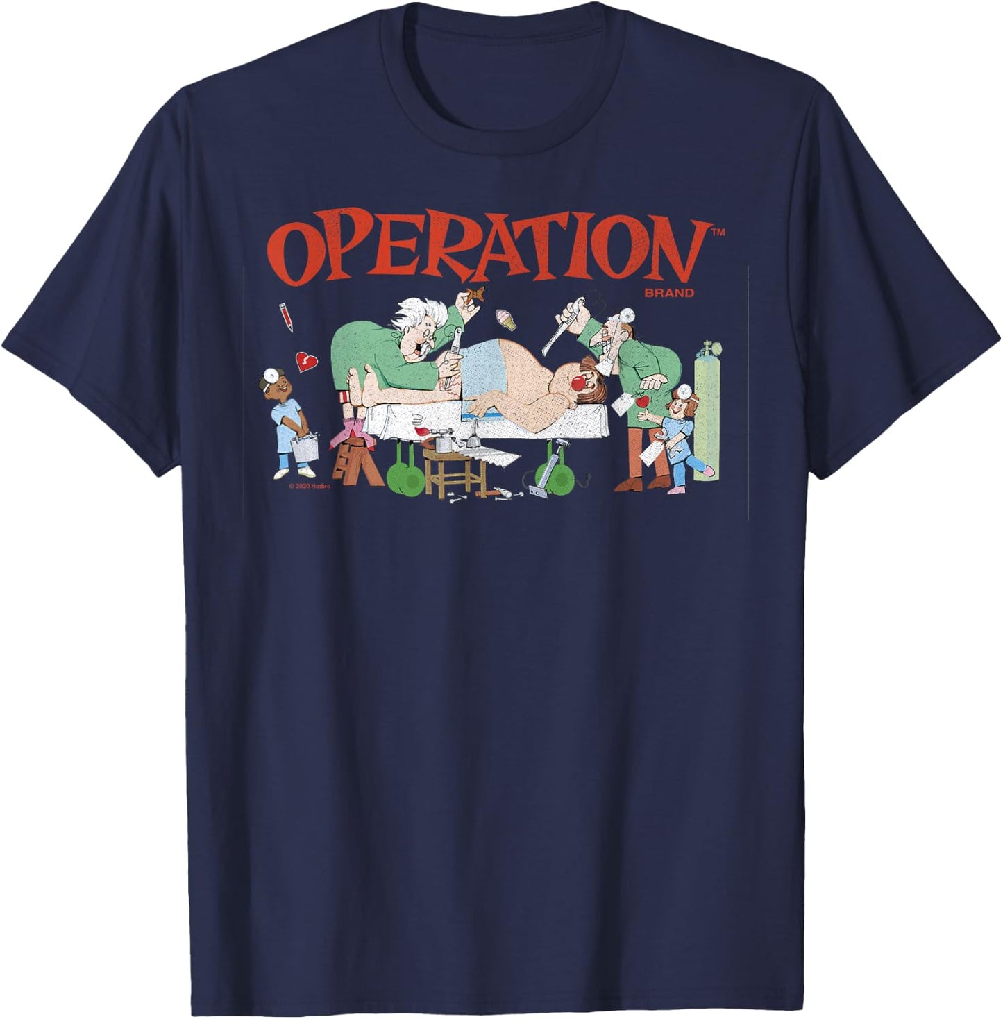 Operation Surgeon Scene Retro Board Game Logo T-Shirt - T-Shirt | Navy