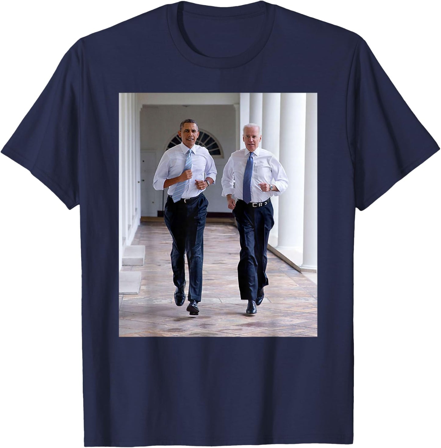 Barack Obama & Joe Biden Running BFF Obama and Biden T-Shirt - T-Shirt | Navy