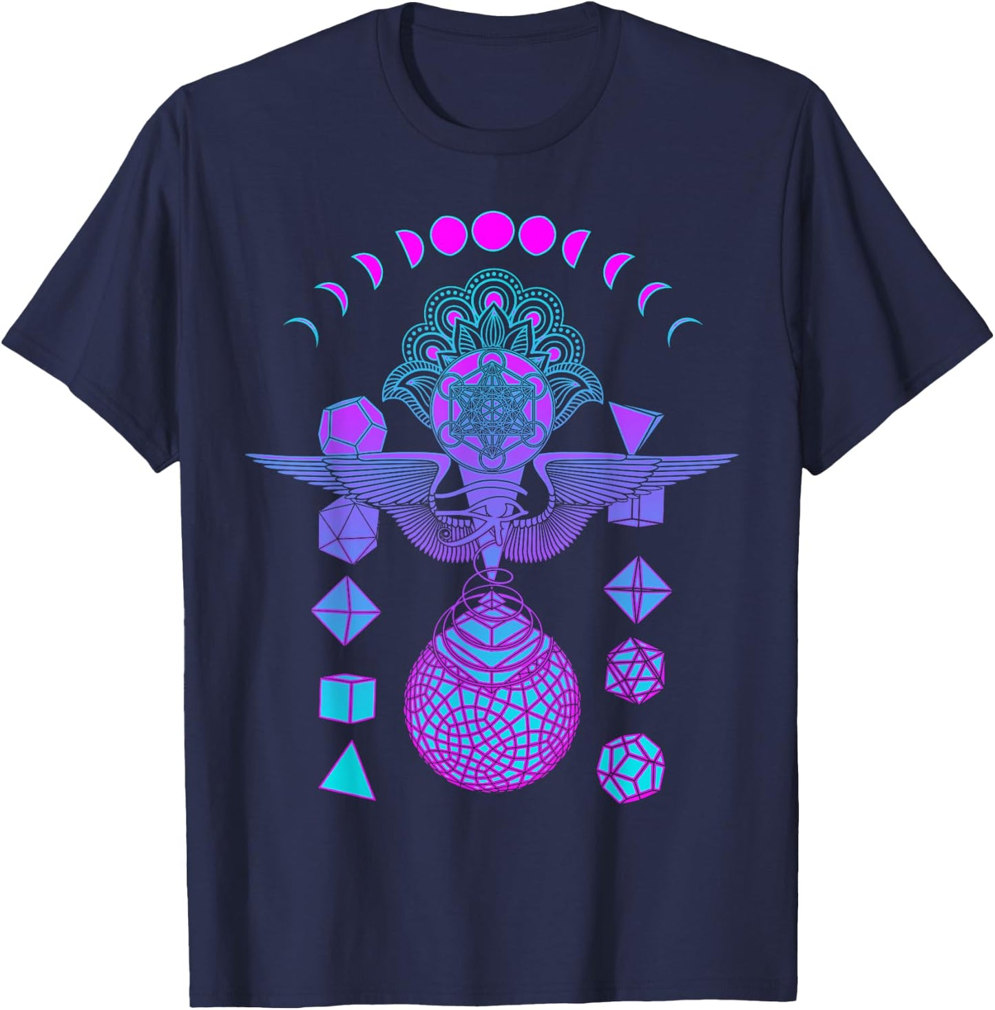Wisdom Holy Geometry Purple Graphic Psychedelic Festival T-Shirt - T-Shirt | Navy