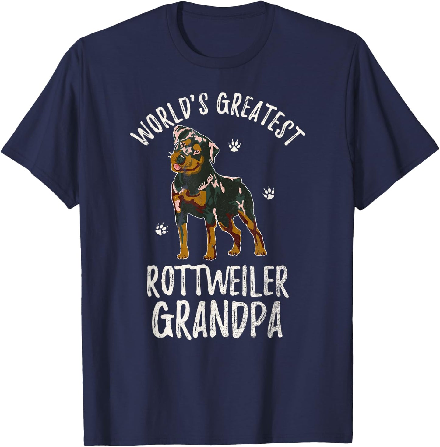 World's Greatest Rottweiler Grandpa Funny Rottie Puppy Lover T-Shirt - T-Shirt | Navy