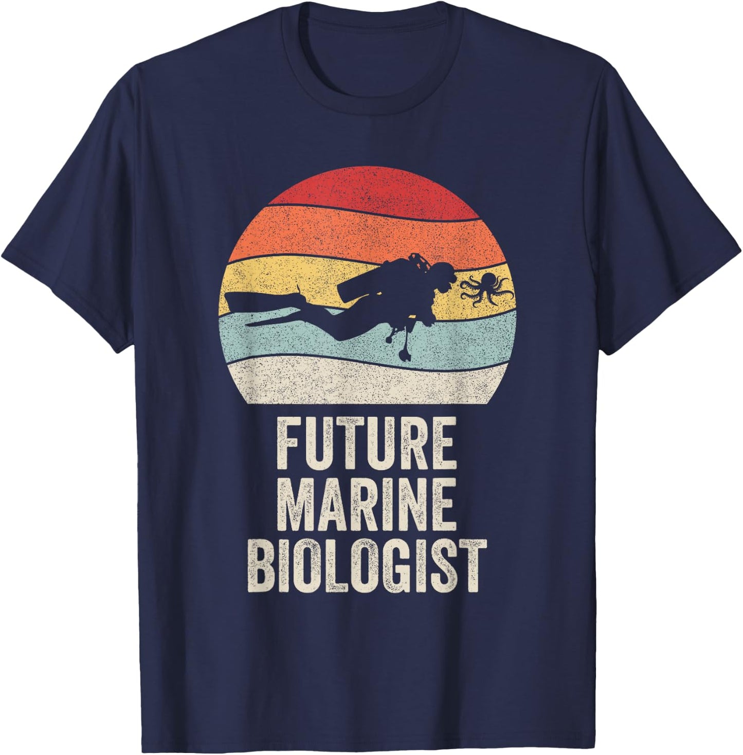 Retro Future Marine Biologist Shirt Gift Marine Biology T-Shirt - T-Shirt | Navy